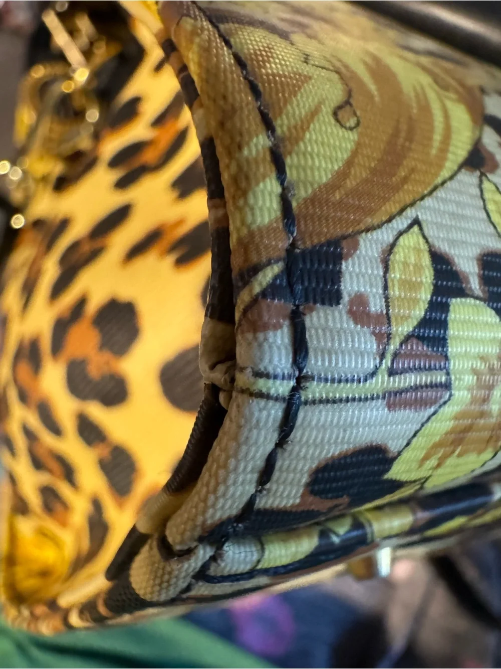Versace Vintage Leopard Baroque Sunburst 2-Way Bag w/Dust Bag and COA